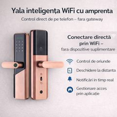 Incuietoare inteligenta bronz cu amprenta cod card cheie si app