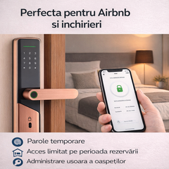 Incuietoare inteligenta bronz cu amprenta cod card cheie si app