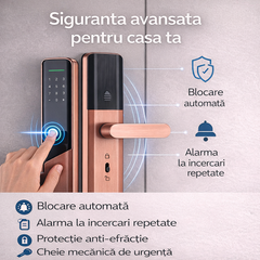 Incuietoare inteligenta bronz cu amprenta cod card cheie si app