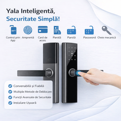 Incuietoare inteligenta neagra cu amprenta cod card cheie si app