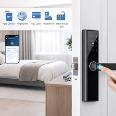 Incuietoare inteligenta neagra cu amprenta cod card cheie si app