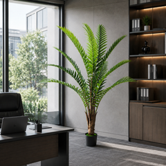 Plantă artificială Roystonea Regia verde, 180 cm, decor tropical pentru birou, living, hotel, restaurant și spații comerciale.