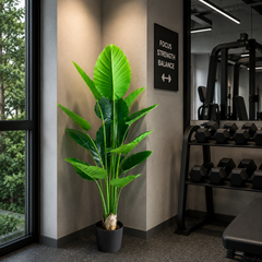 Plantă Artificială Tip Strelitzia, 180 cm, 15 frunze, Verde