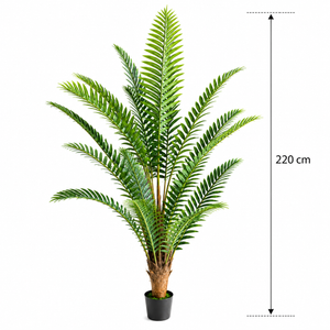 Planta Artificială Copac Tip Palmier Regal, 220 cm, 18 frunze, Verde, cu Ghiveci