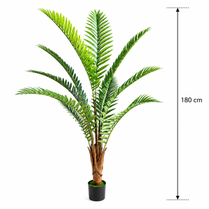 Planta Artificială Copac Tip Palmier Regal, 180 cm, 10 frunze, Verde, cu Ghiveci