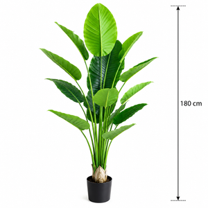 Plantă Artificială Tip Strelitzia, 180 cm, 15 frunze, Verde