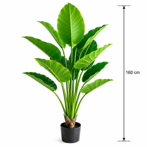 Plantă Artificială Tip Strelitzia, 160 cm, 12 frunze, Verde