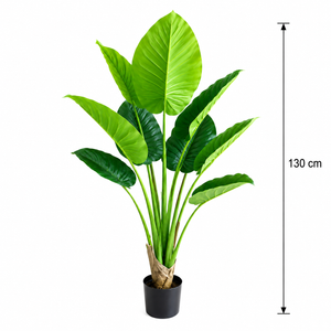 Plantă Artificială Tip Strelitzia, 130 cm, 9 frunze, Verde