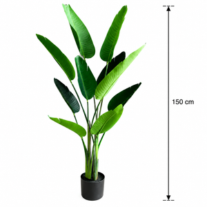 Plantă Artificială Tip Strelitzia Nicolai(Pasărea Paradisului), 150 cm, 10 frunze, Verde