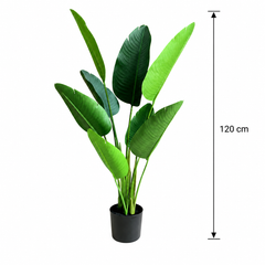 Plantă Artificială Tip Strelitzia Nicolai(Pasărea Paradisului), 120 cm, 8 frunze, Verde