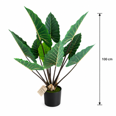 Plantă Artificială Tip Alocasia Cu Frunze Late, 100 cm, Verde
