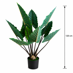 Plantă Artificială Tip Alocasia Cu Frunze Late, 120 cm, Verde