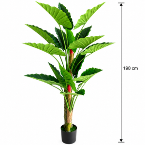 Plantă Artificială Tip Alocasia, 2 tulpini, 190 cm, Verde
