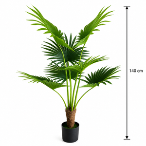 Plantă Artificială Tip Palmier Livistona Evantai, 7 frunze, 140 cm, Verde