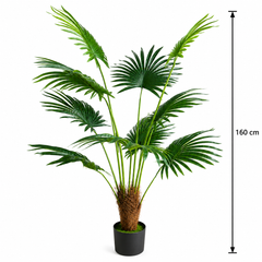 Plantă Artificială Tip Palmier Livistona Evantai, 10 frunze, 160 cm, Verde