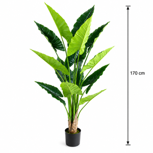 Plantă Artificială Tip Alocasia, 14 frunze, 170 cm, Verde