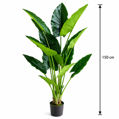 Plantă Artificială Tip Alocasia, 12 frunze, 150 cm, Verde