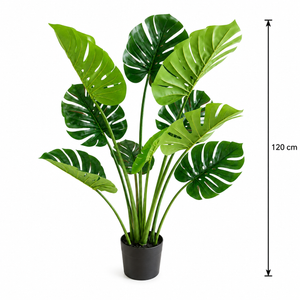 Plantă Artificială Tip Monstera Deliciosa, Cu Frunze Bogate, 120 cm, Verde