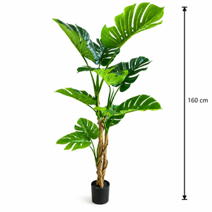 Plantă Artificială Tip Monstera Deliciosa, 11 frunze, 160 cm, Verde