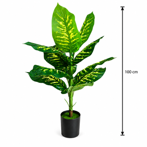 Plantă Artificială Tip Dieffenbachia, 100 cm, Verde