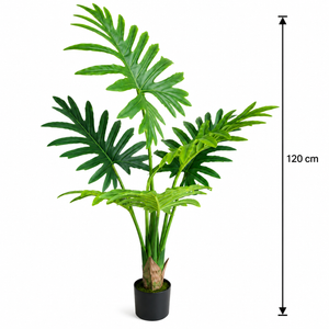 Plantă Artificială Tip Filodendron, 6 frunze, 120 cm, Verde