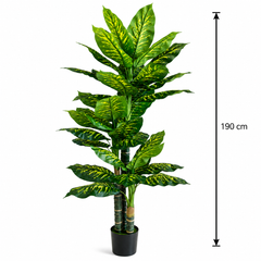 Plantă Artificială Tip Dieffenbachia, 3 tulpini, 190 cm, Verde