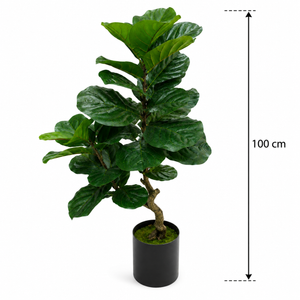 Planta Artificială Copac Tip Ficus, 2 Ramuri, 100 cm, Verde, cu Ghiveci