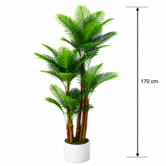 Planta Artificială Copac Tip Palmier, 4 brate, 170 cm, Verde, cu Ghiveci