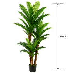 Planta Artificială Copac Tip Palmier, 3 Brate, 190 cm, Verde, cu Ghiveci