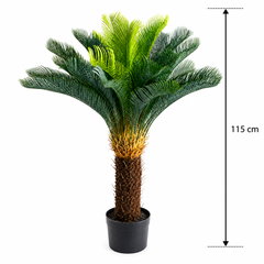 Planta Artificială Copac Tip Palmier, 36 frunze, 115 cm, Verde, cu Ghiveci