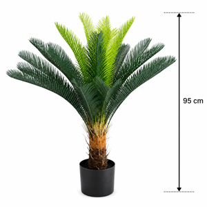 Planta Artificială Copac Tip Palmier, 18 frunze, 95 cm, Verde, cu Ghiveci