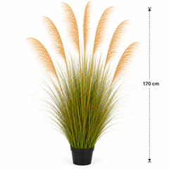 Planta Artificială Iarbă Ornamentală, 170cm, cu 7 fire, Stuf si Iarba, Verde Tomnal, Fara Ghiveci