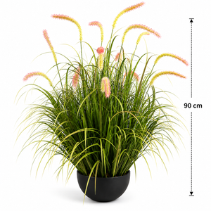 Planta Artificială Iarbă Ornamentală Tip Coadă de Pisicǎ, 90 cm, 13 tulpini, Iarbă curbată și Spice, Verde, Fara Ghiveci
