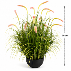 Planta Artificială Iarbă Ornamentală Tip Coadă de Pisicǎ, 90 cm, 13 tulpini, Iarbă curbată și Spice, Verde, Fara Ghiveci