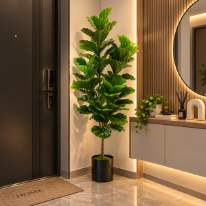 Planta Artificială Copac Tip Smochin, Frunze cu 4 ramificatii, 180 cm, Verde, cu Ghiveci