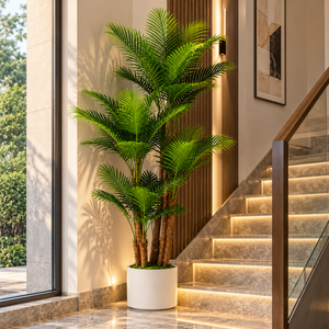 Planta Artificială Copac Tip Palmier, 4 brate, 170 cm, Verde, cu Ghiveci