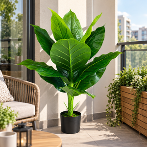 Plantă Artificială Tip Bananier Musa, 100 cm, Verde