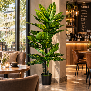 Plantă Artificială Tip Dieffenbachia, 3 tulpini, 190 cm, Verde