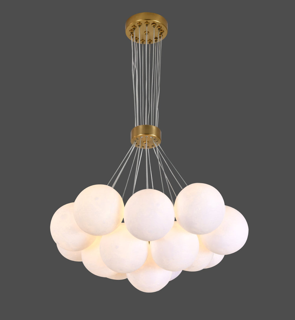 Lustra LED auriu mat 14 globuri sticla mata, accent luminos modern pentru coridor