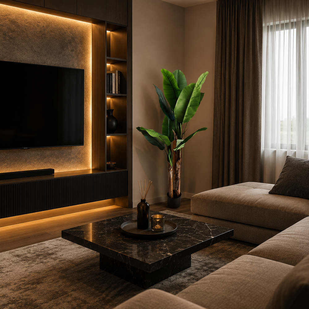 Plantă artificială Bananier verde, 160 cm, cu două tulpini și frunziș tropical bogat, decorativă pentru living, birou, restaurant, hotel și spații comerciale.