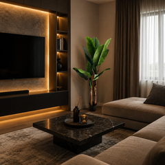 Plantă artificială Bananier verde, 160 cm, cu două tulpini și frunziș tropical bogat, decorativă pentru living, birou, restaurant, hotel și spații comerciale.