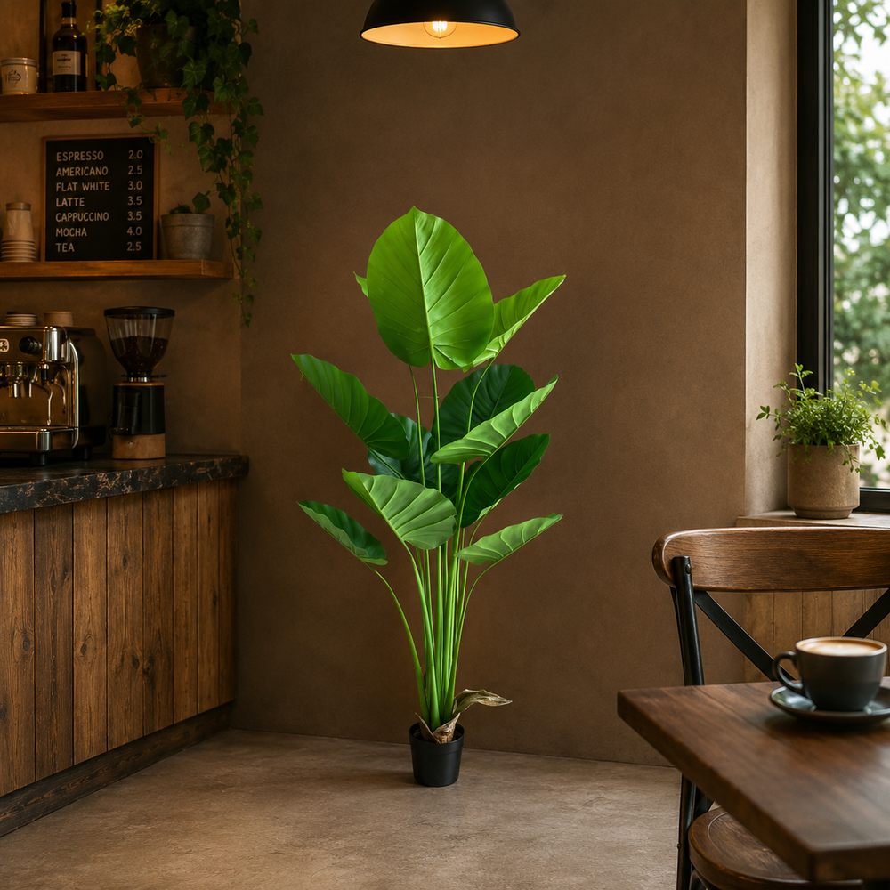Plantă artificială Epipremnum Aureum verde, 160 cm, decorativă pentru living, birou, dormitor, restaurant, hotel și spații comerciale.