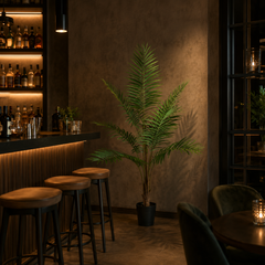 Plantă artificială Howea Forsteriana verde, 180 cm, palmier Kentia decorativ pentru living, birou, restaurant, hotel și spații comerciale.