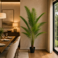 Plantă artificială Howea Forsteriana verde, 200 cm, palmier Kentia decorativ pentru living, birou, hotel, restaurant și spații comerciale.