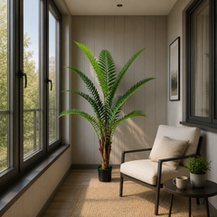 Plantă artificială Roystonea Regia verde, 180 cm, decor tropical pentru birou, living, hotel, restaurant și spații comerciale.