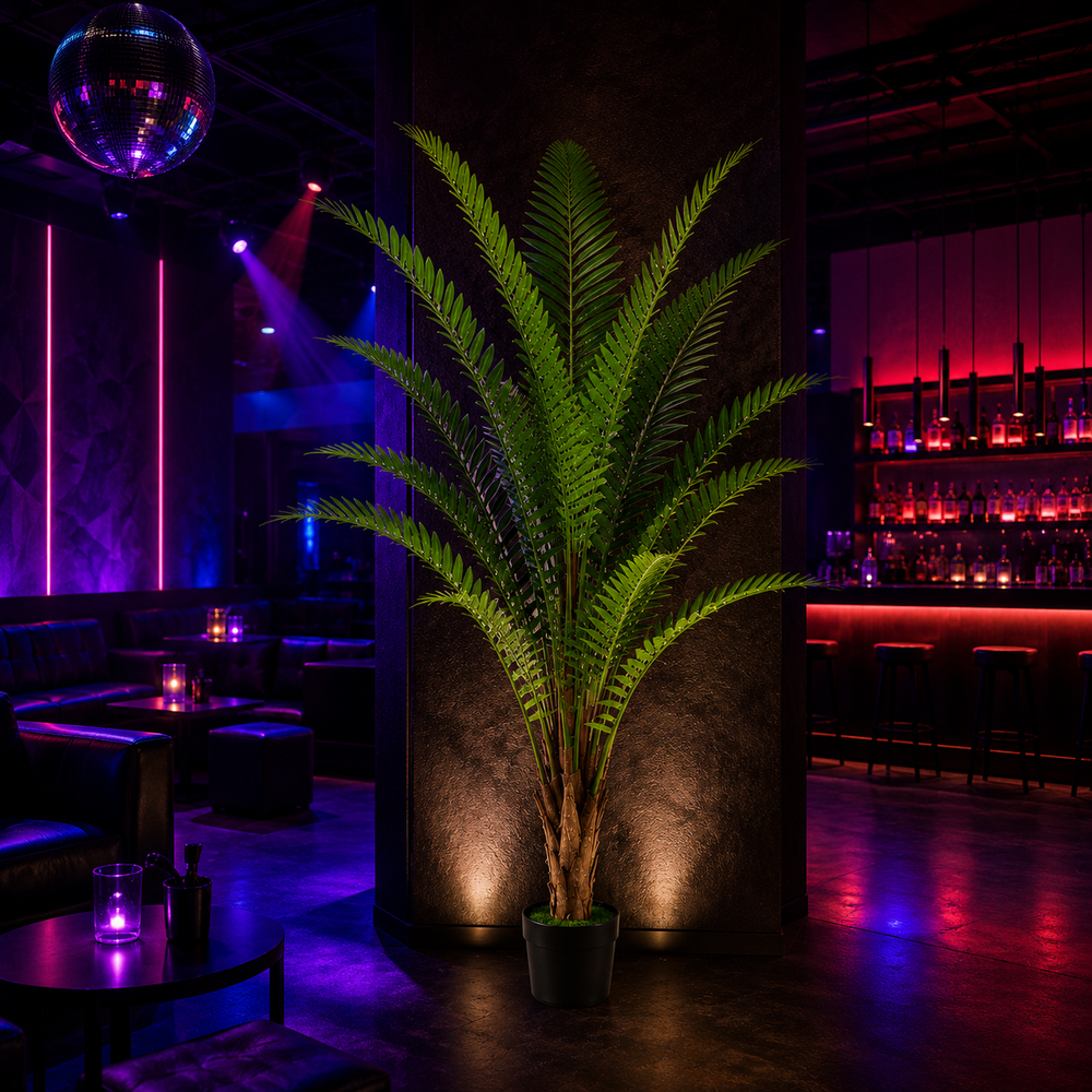 Plantă artificială Roystonea Regia verde, 200 cm, palmier tropical decorativ pentru living, birou, hotel, restaurant și spații comerciale.