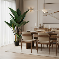 Plantă artificială Strelitzia verde, 160 cm, cu frunze mari și aspect realist, în ghiveci, ideală pentru living, birou, dormitor, hotel, restaurant, recepție și spații comerciale.
