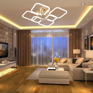 Lustra LED moderna 6 patrate 2 niveluri 116W cu telecomanda 26077