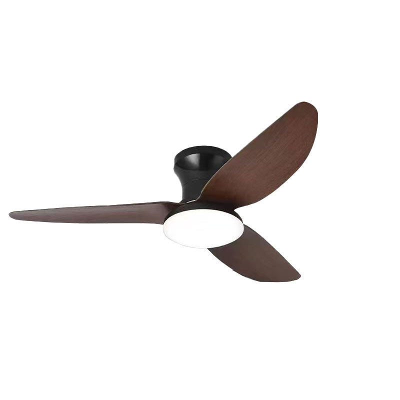 Lustră LED cu ventilator de tavan FED-B14L, 26W LED, ventilator 30W, 3 pale aspect lemn, telecomandă, imagine produs pe fundal alb.