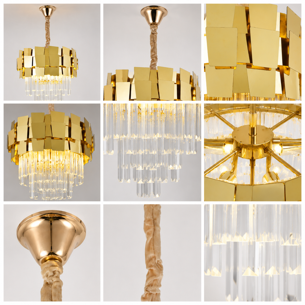 Aplică de Perete cu Cristal 5580-2W GD aurie, 2 socluri E27, metal și cristale transparente, corp de iluminat de perete, imagine produs pe fundal alb.